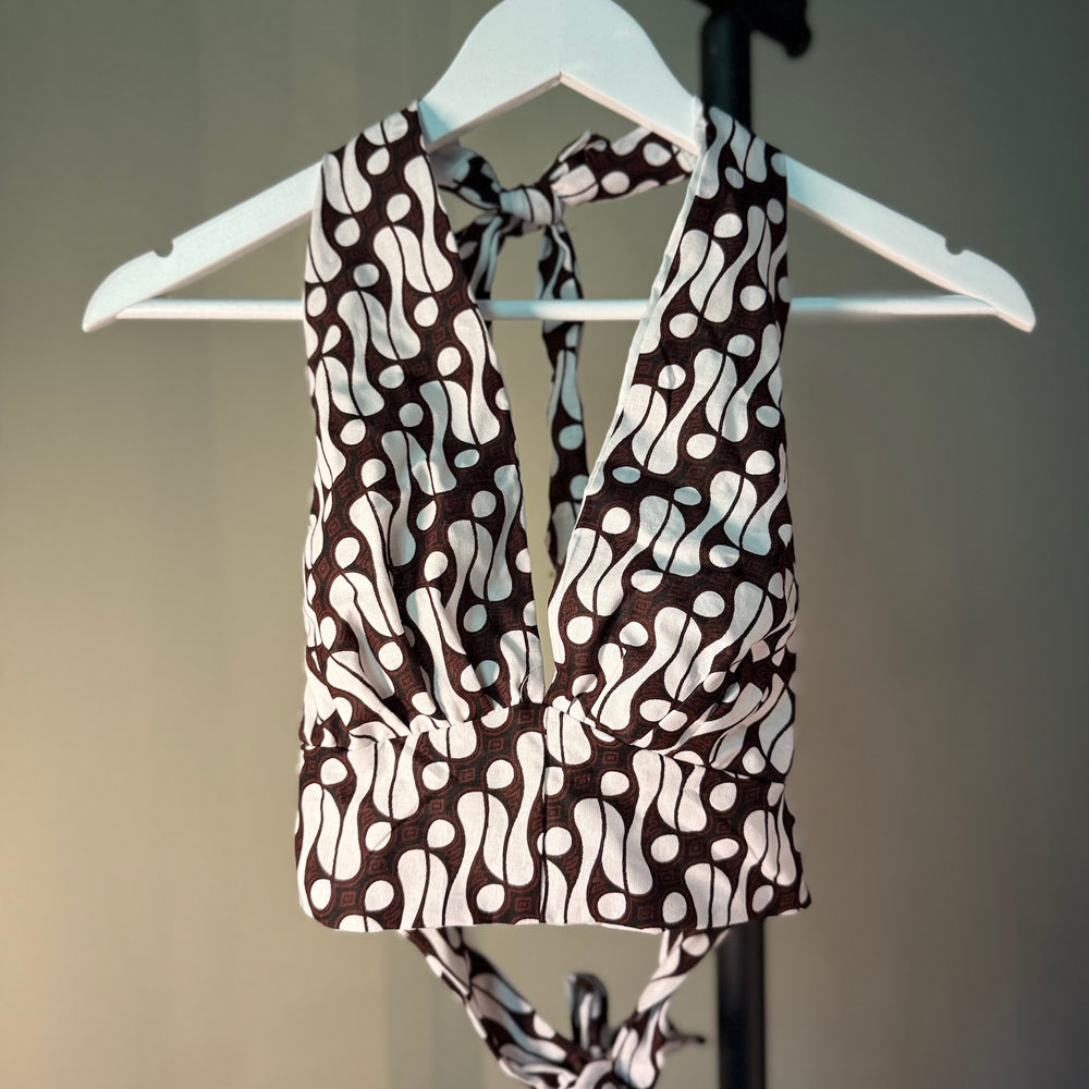 Summer Halter Top Original Batik Wit Bruin