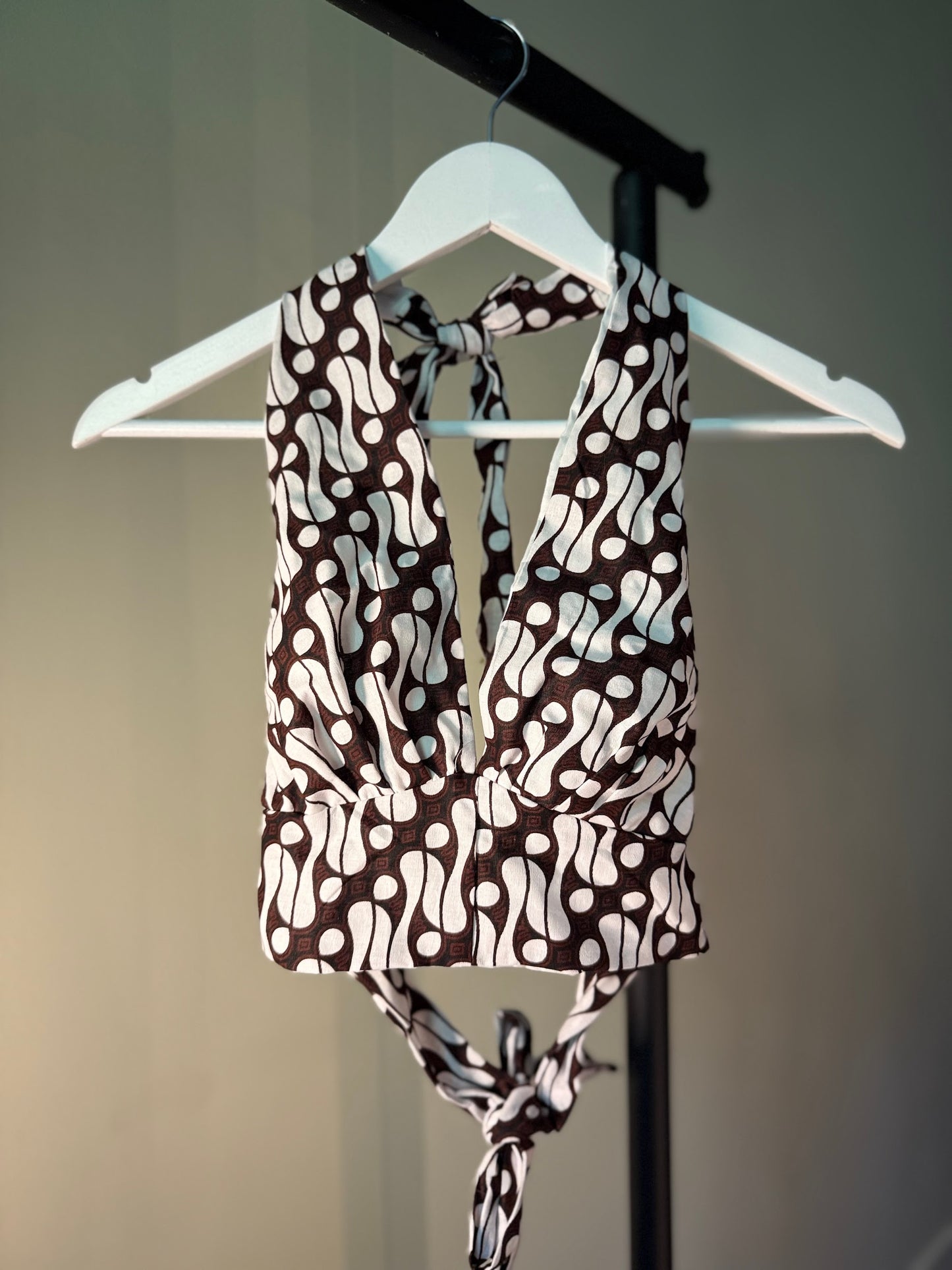 Summer Halter Top Original Batik Wit Bruin